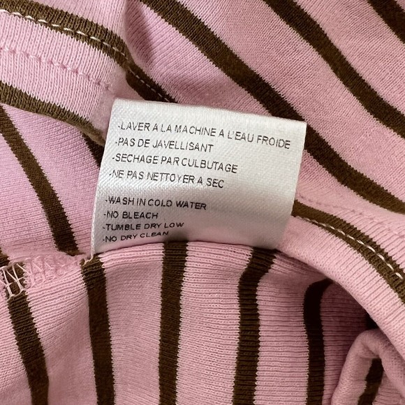 Coccoli Outfit 2-Piece Infant Girl 6M Pants Shirt Pink Brown Stripe Snap Elastic - Picture 13 of 14